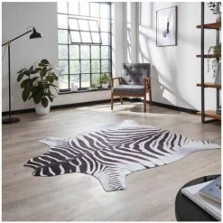Tapis BOBOCHIC - Tapis Poils Courts ZEBRA Motif Animalier 155x195 Noir + Blanc - Noir + Blanc -BOBOCHIC Soldes 2022 48791087 3