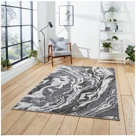 Tapis BOBOCHIC - Tapis Poil Long Rectangulaire GALAX Motif Graphique 120x170 Gris - Gris 4 Tapis BOBOCHIC - Tapis Poil Long Rectangulaire GALAX Motif Graphique 120x170 Gris - Gris – Image 2