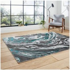 Tapis BOBOCHIC - Tapis Poil Long Rectangulaire HUNDER Motif Graphique 120x170 Gris Vert - Gris Vert -BOBOCHIC Soldes 2022 48791147 3