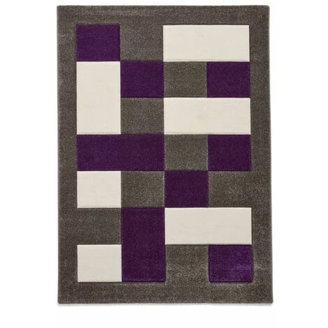 Tapis BOBOCHIC - Tapis Poil Court Rectangulaire MALTA Motif Graphique 60x120 Violet - Violet 3 Tapis BOBOCHIC - Tapis Poil Court Rectangulaire MALTA Motif Graphique 60x120 Violet - Violet