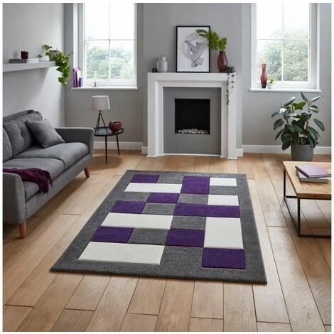 Tapis BOBOCHIC - Tapis Poil Court Rectangulaire MALTA Motif Graphique 60x120 Violet - Violet 4 Tapis BOBOCHIC - Tapis Poil Court Rectangulaire MALTA Motif Graphique 60x120 Violet - Violet – Image 2