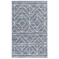 Tapis D'extérieur BOBOCHIC - Tapis Poil Court Rectangulaire TALIA Motif Losanges 120x180 Anthracite - Anthracite