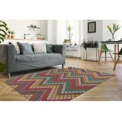 Tapis BOBOCHIC - Tapis Poil Court Rectangulaire RAYA Motif Rayures Multicolor 80x150 Multicolore - Multicolore -BOBOCHIC Soldes 2022 49449949 2