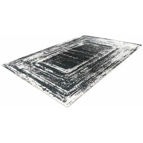 Tapis BOBOCHIC - Tapis Poil Court Rectangulaire ILONA Motif Vintage 80x150 Noir + Blanc - Noir + Blanc 6 Tapis BOBOCHIC - Tapis Poil Court Rectangulaire ILONA Motif Vintage 80x150 Noir + Blanc - Noir + Blanc – Image 4