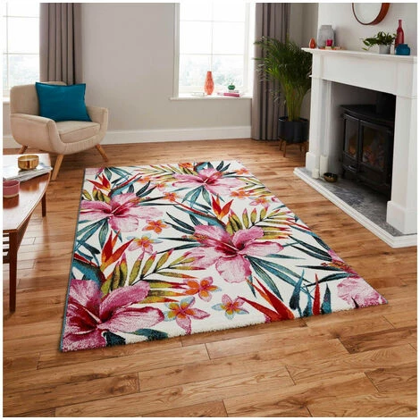 Tapis BOBOCHIC - Tapis Poils Courts CUBA Motif Floral 80x150 Multicolore 4 Tapis BOBOCHIC - Tapis Poils Courts CUBA Motif Floral 80x150 Multicolore – Image 2