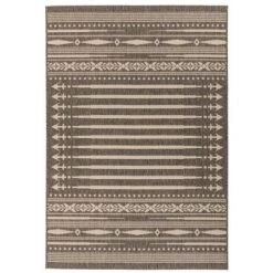 Tapis BOBOCHIC - Tapis Poil Court Rectangulaire FERANI Motif Graphique 80x150 Marron - Marron
