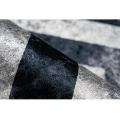 Tapis BOBOCHIC - Tapis Poil Court Rectangulaire RAYANA Motif Graphique 80x150 Noir + Gris - Noir + Gris -BOBOCHIC Soldes 2022 49450253 3