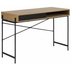 Bureau BOBOCHIC - Bureau Avec Niche PALMACO Imitation Chêne Et Noir - Chêne Et Noir