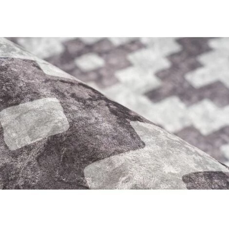 Tapis BOBOCHIC - Tapis Poil Court Rectangulaire CELINA Motif Losanges 80x150 Taupe - Taupe 5 Tapis BOBOCHIC - Tapis Poil Court Rectangulaire CELINA Motif Losanges 80x150 Taupe - Taupe – Image 3