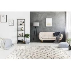 Tapis BOBOCHIC - Tapis Poil Court Rectangulaire ALFA Motif Ethnique 80x150 Ivoire - Ivoire -BOBOCHIC Soldes 2022 49450427 2