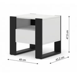 Table De Chevet BOBOCHIC - Chevet 1 Tiroir MONDI Blanc Et Noir - Blanc Et Noir -BOBOCHIC Soldes 2022 49918818 3