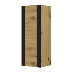 Rangement Vitrine BOBOCHIC - Rangement 1 Porte 48 Cm MONDI Chêne Et Noir - Chêne Et Noir