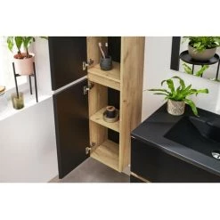 BOBOCHIC Colonne De Salle De Bain 140 Cm AKELA Chêne Et Noir - Noir -BOBOCHIC Soldes 2022 50680837 5