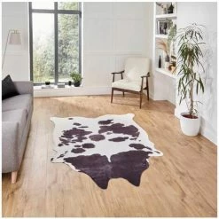 Tapis BOBOCHIC - Tapis Poils Courts SAFARI Motif Animalier 130x155 Noir + Blanc - Noir + Blanc -BOBOCHIC Soldes 2022 50681721 2