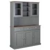 Buffets BOBOCHIC - Vaisselier SOLOGNE 130cm Gris En Bois Massif - Gris -BOBOCHIC Soldes 2022 50681733 1