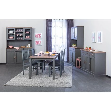 Buffets BOBOCHIC - Vaisselier SOLOGNE 130cm Gris En Bois Massif - Gris 4 Buffets BOBOCHIC - Vaisselier SOLOGNE 130cm Gris En Bois Massif - Gris – Image 2