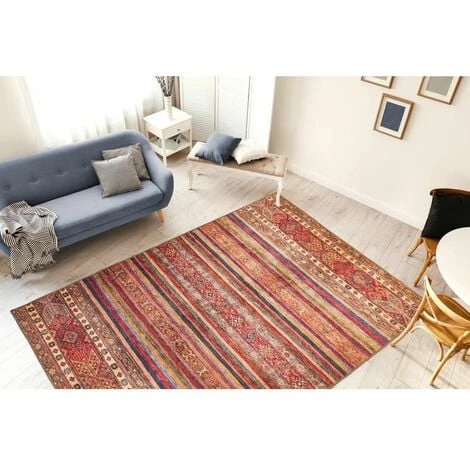 Tapis BOBOCHIC - Tapis Poil Court Rectangulaire TRAO Motif Rayures Multicolor 75x150 Multicolore - Multicolore 4 Tapis BOBOCHIC - Tapis Poil Court Rectangulaire TRAO Motif Rayures Multicolor 75x150 Multicolore - Multicolore – Image 2
