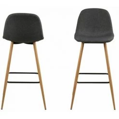 Tabouret De Bar BOBOCHIC - Tabouret De Bar 73 Cm LUTEA Pieds Bois Anthracite - Anthracite -BOBOCHIC Soldes 2022 51135610 4