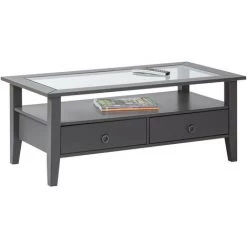 Tables Basses BOBOCHIC - Table Basse 2 Tiroirs FOLIERE Pin Massif Gris - Gris