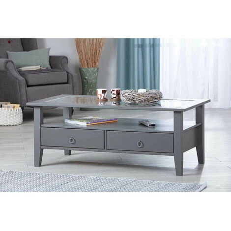 Tables Basses BOBOCHIC - Table Basse 2 Tiroirs FOLIERE Pin Massif Gris - Gris 5 Tables Basses BOBOCHIC - Table Basse 2 Tiroirs FOLIERE Pin Massif Gris - Gris – Image 3