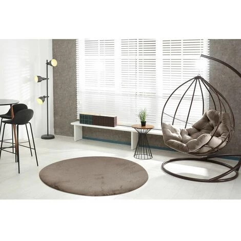 Tapis BOBOCHIC - Tapis Poil Shaggy Rond LINO Uni 120 Taupe - Taupe 4 Tapis BOBOCHIC - Tapis Poil Shaggy Rond LINO Uni 120 Taupe - Taupe – Image 2