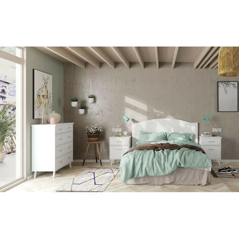 Chambre Complète BOBOCHIC - Chambre Complète VIOLETA Avec Tête De Lit + Commode + 2 Chevets - Blanc 4 Chambre Complète BOBOCHIC - Chambre Complète VIOLETA Avec Tête De Lit + Commode + 2 Chevets - Blanc – Image 2