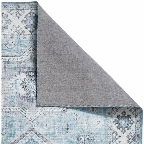 Tapis BOBOCHIC - Tapis Tissé HERMA Motif Orientale 60x225 Bleu - Bleu 5 Tapis BOBOCHIC - Tapis Tissé HERMA Motif Orientale 60x225 Bleu - Bleu – Image 3