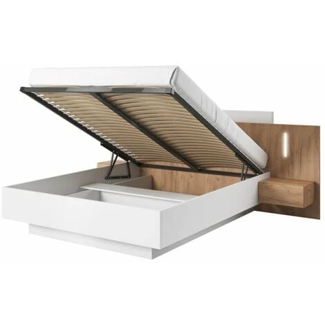 Chambre Complète BOBOCHIC - Chambre Complète SIERRO Avec Lit Coffre + Armoire + Commode - Blanc Et Chêne 4 Chambre Complète BOBOCHIC - Chambre Complète SIERRO Avec Lit Coffre + Armoire + Commode - Blanc Et Chêne – Image 2