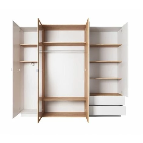 Chambre Complète BOBOCHIC - Chambre Complète SIERRO Avec Lit Coffre + Armoire + Commode - Blanc Et Chêne 6 Chambre Complète BOBOCHIC - Chambre Complète SIERRO Avec Lit Coffre + Armoire + Commode - Blanc Et Chêne – Image 4