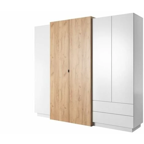 Chambre Complète BOBOCHIC - Chambre Complète SIERRO Avec Lit Coffre + Armoire + Commode - Blanc Et Chêne 7 Chambre Complète BOBOCHIC - Chambre Complète SIERRO Avec Lit Coffre + Armoire + Commode - Blanc Et Chêne – Image 5