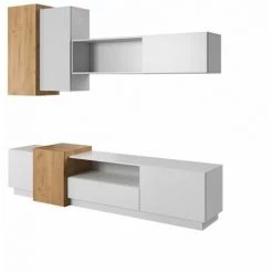 Meubles TV BOBOCHIC - Ensemble Meuble TV 220 Cm SIERRO - Blanc Et Chêne
