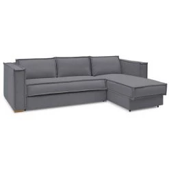 Canapés D'angle Convertibles BOBOCHIC - Canapé D'angle Réversible Convertible Coffre ORIA 140x190 Gris Anthracite - Gris Anthracite