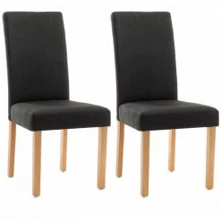 Chaise Et Fauteuil De Table BOBOCHIC - Lot De 2 Chaises DIKAI Hévéa Anthracite - Anthracite