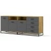Buffets BOBOCHIC - Buffet 190 Cm DIDEROT Gris & Bois Naturel - Gris & Bois Naturel -BOBOCHIC Soldes 2022 53628503 1