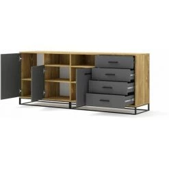 Buffets BOBOCHIC - Buffet 190 Cm DIDEROT Gris & Bois Naturel - Gris & Bois Naturel -BOBOCHIC Soldes 2022 53628503 3