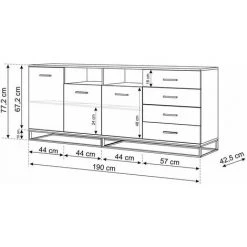 Buffets BOBOCHIC - Buffet 190 Cm DIDEROT Gris & Bois Naturel - Gris & Bois Naturel -BOBOCHIC Soldes 2022 53628503 4