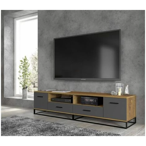 Meubles TV BOBOCHIC - Meuble TV 190 Cm DIDEROT Gris & Bois Naturel - Gris & Bois Naturel 5 Meubles TV BOBOCHIC - Meuble TV 190 Cm DIDEROT Gris & Bois Naturel - Gris & Bois Naturel – Image 3