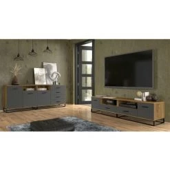 Meubles TV BOBOCHIC - Meuble TV 190 Cm DIDEROT Gris & Bois Naturel - Gris & Bois Naturel 10 Meubles TV BOBOCHIC - Meuble TV 190 Cm DIDEROT Gris & Bois Naturel - Gris & Bois Naturel -BOBOCHIC Soldes 2022 53628504 4