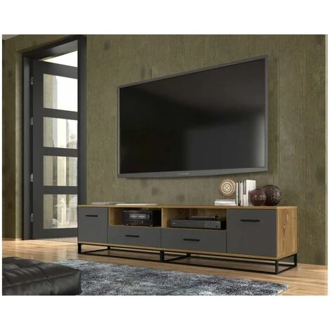 Meubles TV BOBOCHIC - Meuble TV 190 Cm DIDEROT Gris & Bois Naturel - Gris & Bois Naturel 7 Meubles TV BOBOCHIC - Meuble TV 190 Cm DIDEROT Gris & Bois Naturel - Gris & Bois Naturel – Image 5