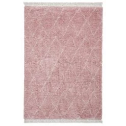 Tapis BOBOCHIC - Tapis Shaggy BERBA Motif Berbère 60x230 Crème - Crème