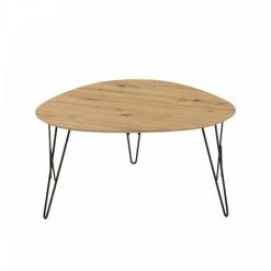 Tables Basses BOBOCHIC - Table Basse 41 Cm BERI Effet Bois Naturel Et Métal - Bois