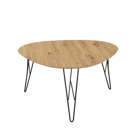 Tables Basses BOBOCHIC - Table Basse 41 Cm BERI Effet Bois Naturel Et Métal - Bois 4 Tables Basses BOBOCHIC - Table Basse 41 Cm BERI Effet Bois Naturel Et Métal - Bois â Image 2