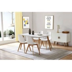 Chaise Et Fauteuil De Table BOBOCHIC - Lot De 4 Chaises De Table ENKE Blanc - Blanc -BOBOCHIC Soldes 2022 54727550 4