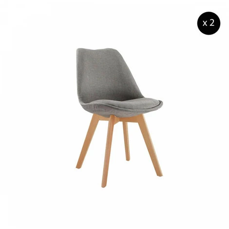 Chaise Et Fauteuil De Table BOBOCHIC - Lot De 2 Chaises De Table ARIAL Tissu Gris - Gris 3 Chaise Et Fauteuil De Table BOBOCHIC - Lot De 2 Chaises De Table ARIAL Tissu Gris - Gris