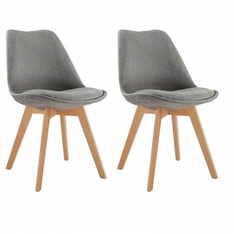 Chaise Et Fauteuil De Table BOBOCHIC - Lot De 2 Chaises De Table ARIAL Tissu Gris - Gris 4 Chaise Et Fauteuil De Table BOBOCHIC - Lot De 2 Chaises De Table ARIAL Tissu Gris - Gris – Image 2