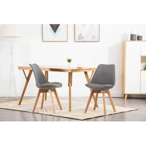 Chaise Et Fauteuil De Table BOBOCHIC - Lot De 2 Chaises De Table ARIAL Tissu Gris - Gris 5 Chaise Et Fauteuil De Table BOBOCHIC - Lot De 2 Chaises De Table ARIAL Tissu Gris - Gris – Image 3