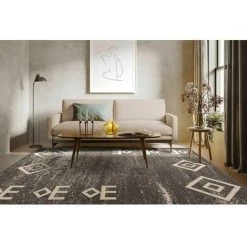 Tapis BOBOCHIC - Tapis Poil Mi-long Rectangulaire MAHORIA Motif Ethnique 80x150 Gris - Gris -BOBOCHIC Soldes 2022 55067793 2