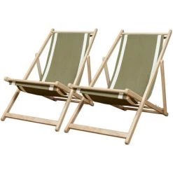 Chilienne BOBOCHIC - Lot De 2 Chiliennes VICTOIRE Toile En Coton Kaki Et Écru - Kaki Et Écru