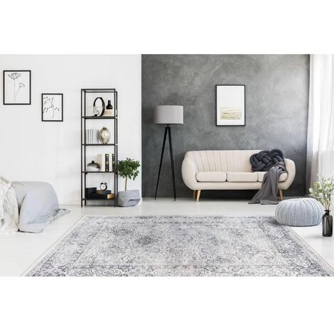 Tapis BOBOCHIC - Tapis Poil Court Rectangulaire RIDA Motif Berbère 200x290 Gris - Gris 4 Tapis BOBOCHIC - Tapis Poil Court Rectangulaire RIDA Motif Berbère 200x290 Gris - Gris – Image 2