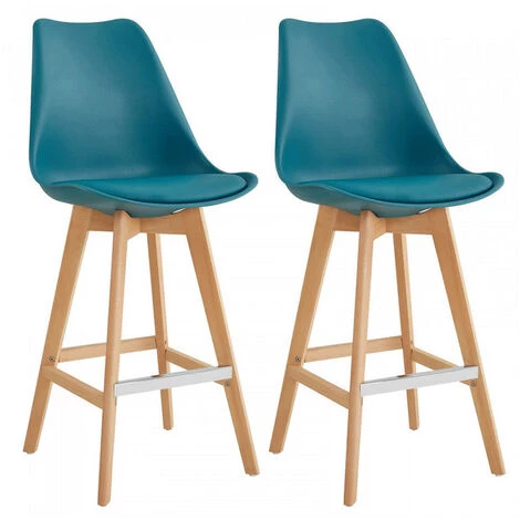 Tabouret De Bar BOBOCHIC - Lot De 2 Tabourets De Bar H 106cm MIKADO Bleu Canard - Bleu Canard 4 Tabouret De Bar BOBOCHIC - Lot De 2 Tabourets De Bar H 106cm MIKADO Bleu Canard - Bleu Canard – Image 2